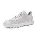 White breathable mesh walking sneakers with comfortable thick rubber sole in white - EU 36 / Beige