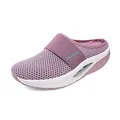 Purple breathable mesh platform mules for women with fashion strap and cushioned sole - EU 35 / Pink