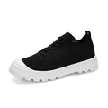Lightweight breathable mesh walking shoe in black knit with thick white rubber sole - EU 36 / Black and White