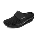 Women's black mesh platform mule with air cushion sole and elastic fashion strap - EU 35 / Black