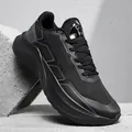 Men's thick sole running shoes in black breathable mesh with climbing features - 39 / All Black