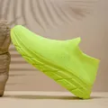 Baskets chaussettes en tricot vert fluo avec maille respirante et semelle épaisse - 36 / Vert Fluorescent