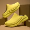 Bright yellow breathable knit mule with thick anti-slip sole for winter warmth - EU 36 / Yellow