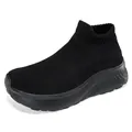 Schwarze Strick-Socken-Sneaker mit dicker rutschfester Gummisohle für den Alltag - EU 35 / Schwarz