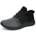Lichtgewicht ademende fly-knit sportschoenen in zwart en grijs met mesh design - 36 / Zwart en Grijs