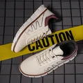 Zapatillas de hombre en cuero beige con talón burdeos y suela gruesa casual - EU 39 / Beige
