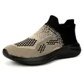 Slip-on platform sneakers in black and yellow knit pattern with textured thick sole - 36 / Khaki