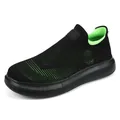Scarpa da corsa slip-on in maglia nera con vivaci dettagli in verde fluo - nero e verde