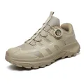 Men's desert beige hiking shoes with BOA rotary dial lacing and rugged rubber soles - 39 / Khaki