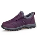 Winter slip-on purple thermal walking shoes with thick faux fur lining and anti-slip sole - EU 36 / Purple