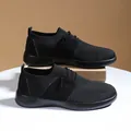 All-black breathable fly-knit sports shoes with lightweight cushioned sole and lace-up design - EU 35 / All Black