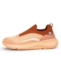Slip-on breathable orange and brown mesh hiking sneakers with thick shock-absorbing sole - 36 / Watermelon red
