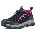 Women's black and pink breathable hiking shoes with quick-lace toggle and grip sole - EU 36 / Black/Rose Red