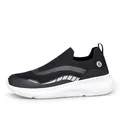 Black slip-on walking sneaker with breathable mesh upper and white cushioned sole - 36 / Black and White