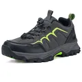 Men's breathable hiking shoe in dark grey and black with green accents and non-slip sole - EU 39 / Dark Gray