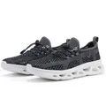 Sandalias deportivas de malla gris oscuro transpirable con cordones elásticos y suelas blancas - Gris oscuro