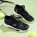 Black and white lightweight breathable tennis shoes with modern mesh and synthetic leather - EU 36 / Black and White
