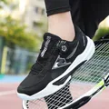 Lightweight black athletic sneakers with adjustable rotary buckle lace system for tennis - 36 / Black and White