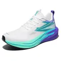 Breathable mesh running shoe in white with mint green and purple gradient midsole - 36 / Aurora Color