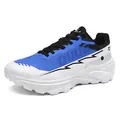 Blue and black mesh outdoor hiking shoe with white thick sole and lightning design - 36 / Sapphire Blue