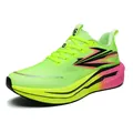 Neon green breathable mesh running shoe with thick cushioned pink sole and black accents - 36 / Neon Green Yellow Pink