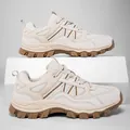 Zapatillas de senderismo beige y marrón con malla transpirable y suela gruesa antideslizante - 35 / Beige