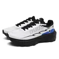 White mesh hiking shoe with black synthetic overlays and bright blue details - 36 / White Black