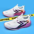 White breathable marathon running shoes with purple and orange lightning pattern design - 34 / White Wisteria