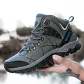 Outdoor grey high-top hiking boots for men and women with durable anti-slip rubber soles - 39 / Dark Gray