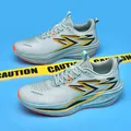 FEIRAN lightweight marathon running shoes in light grey blue for athletic training - 34 / Green Gold