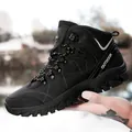 Black high-top hiking boots with synthetic nubuck leather and non-slip rubber soles - 39 / Black