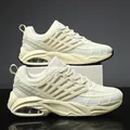 Baskets de course pour hommes blanc crème avec mesh respirant et semelle à coussin d'air - 39 / Beige
