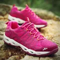 Women's rose pink mesh hiking shoes with breathable hollow sole for outdoor running - EU 36 / Rose Red