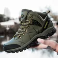 Army green high-top hiking boots with durable rubber sole and outdoor gear details - 39 / Army Green