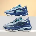 Blue and white chunky dad sneakers with platform soles and breathable mesh panels - EU 39 / Dark Blue