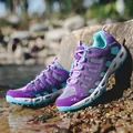 Purple and blue wading shoes with breathable mesh and anti-slip sole for hiking - Purple
