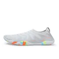 Light gray quick-dry water shoes with orange wavy details and colorful non-slip rubber soles - 26 / Light Gray