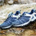 Heren outdoor wandelschoenen van blauw grijs ademend mesh met antislip rubberen zool - EU 39 / Donkerblauw