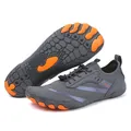 Scarpe da scoglio a piedi nudi grigio arancio in rete traspirante con suola in gomma antiscivolo - 35 / Grigio