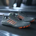 Dark grey and orange barefoot swimming shoes with quick-lace system for outdoor sports - EU 35 / Gray