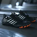 Black and white barefoot water shoes with quick-draw laces and orange non-slip sole - EU 35 / Black