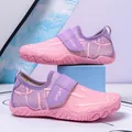 Pink and purple kids amphibious water shoes with hook and loop straps and sport print - 26 / Pink