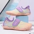 Kids purple gradient water shoes with non-slip sole and hook-and-loop closure - 26 / Apricot