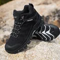 Black high-top hiking boots with anti-slip rubber soles for outdoor trekking - EU 39 / Black