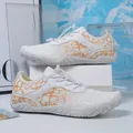 White and orange breathable barefoot water shoes with quick-lace system and rubber sole - EU 35 / White