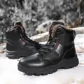 Men's black winter outdoor boots with warm faux fur lining and high-top lace-up design - EU 39 / Black