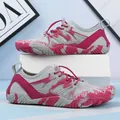 Scarpe acquatiche traspiranti grigie e rosa con sistema di allacciatura rapida per mare - 35 / Rosso rosa