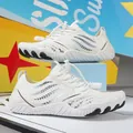 Kids white barefoot water shoes with gray stripes and anti-slip rubber outsoles - 26 / White