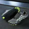 Sandales de randonnée respirantes en gris foncé et vert fluo avec lacets élastiques - EU 35 / Gris