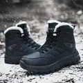 Botas de nieve negras de caña alta para hombre con forro de lana cálida y suela gruesa - EU 38 / Negro